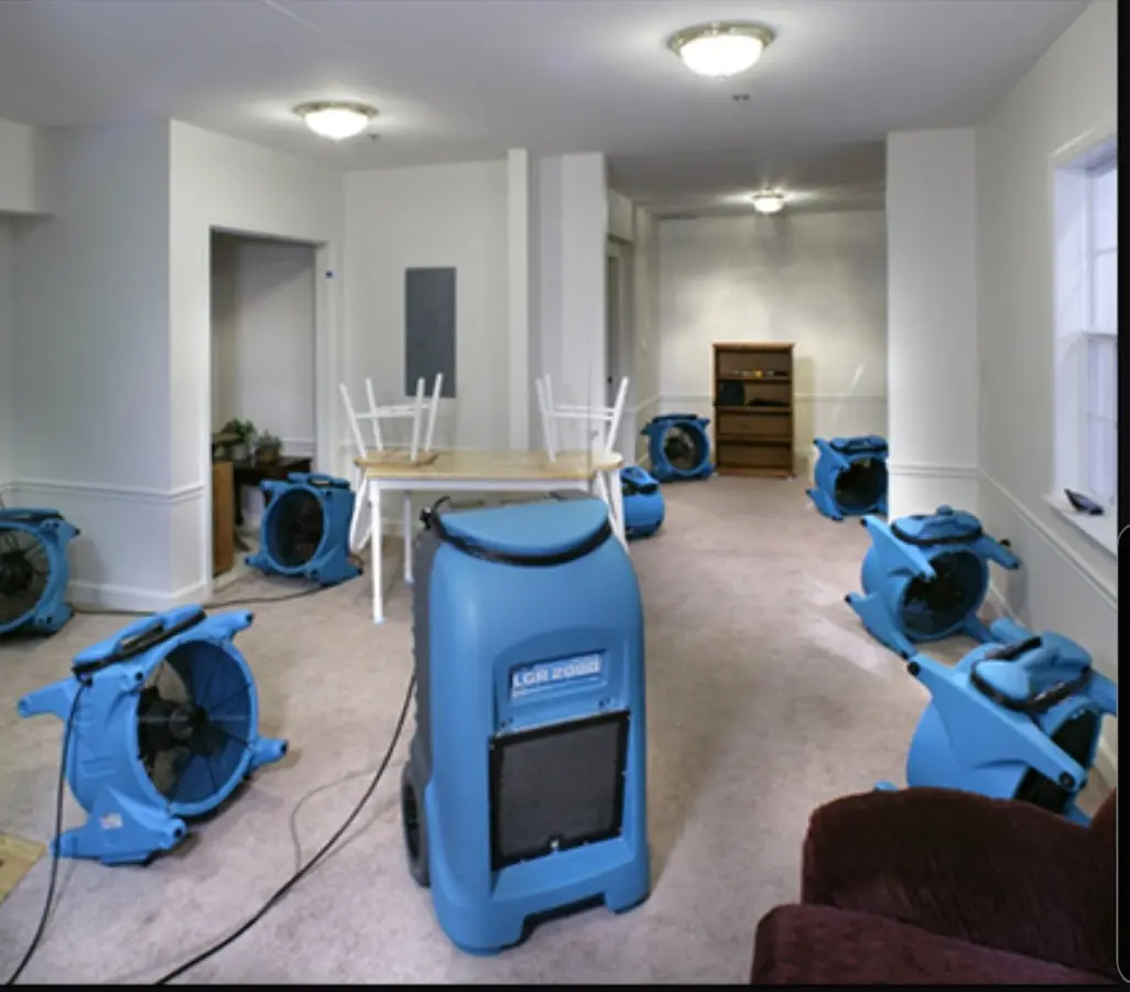 Air movers and dehumidifier setup for Water Extraction & Removal in Whitefish Bay